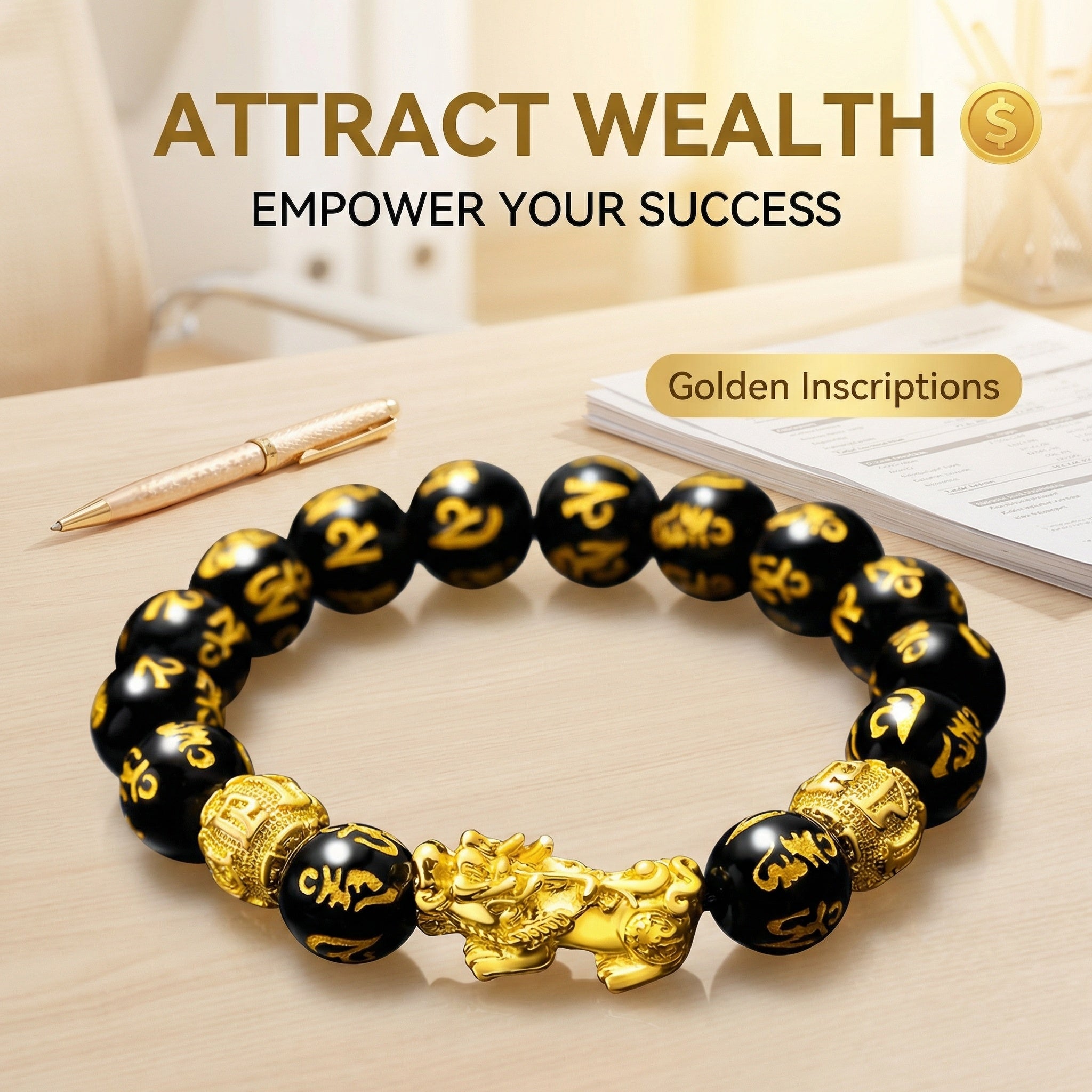 Feng Shui Bracelet - Pixiu Black Obsidian Bracelet for Wealth