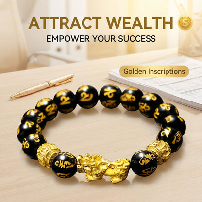 Feng Shui Bracelet - Pixiu Black Obsidian Bracelet for Wealth