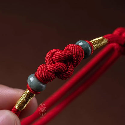 Red String Jade Luck Fortune Knot Braided Couple Bracelet