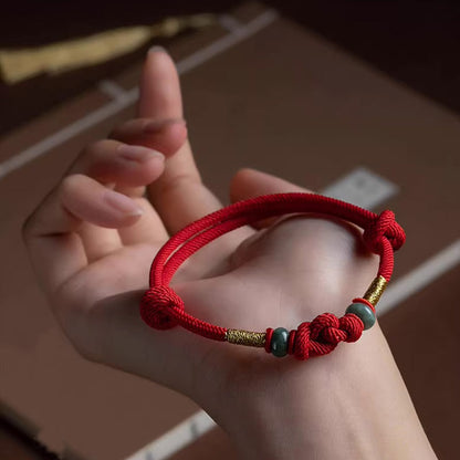 Red String Jade Luck Fortune Knot Braided Couple Bracelet