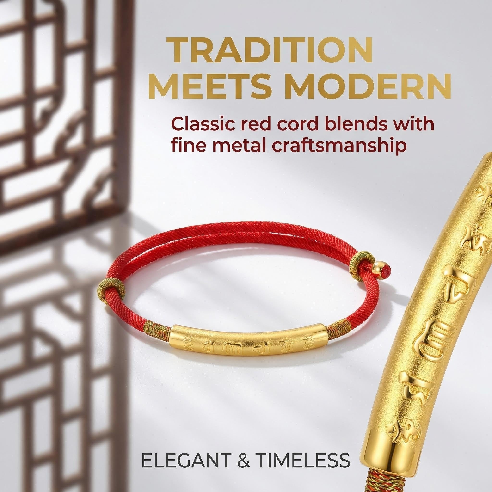 Tibetan Red String Bracelet - Buddhist Lucky Charm
