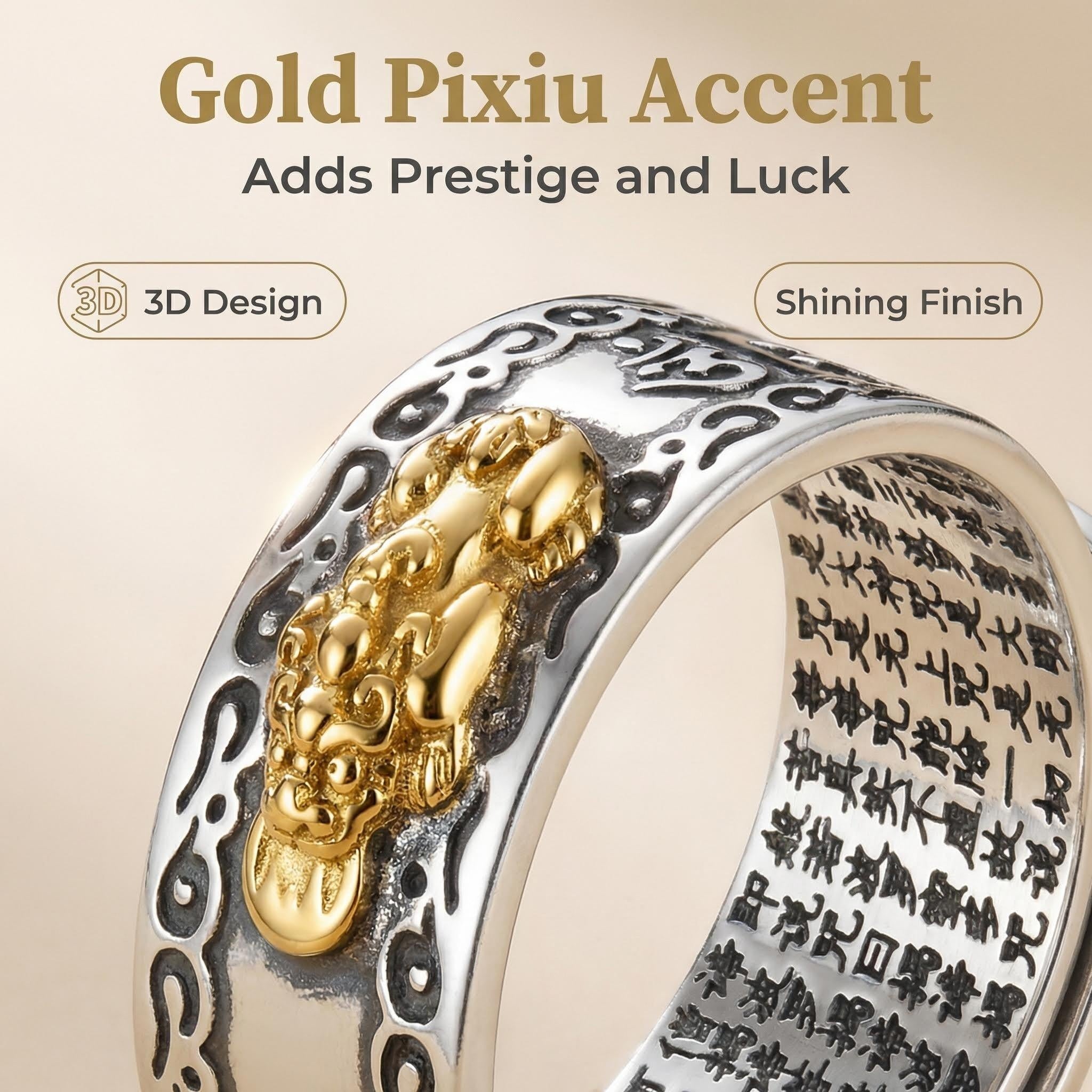 Bague Mantra Pixiu Feng Shui - Richesse et Protection