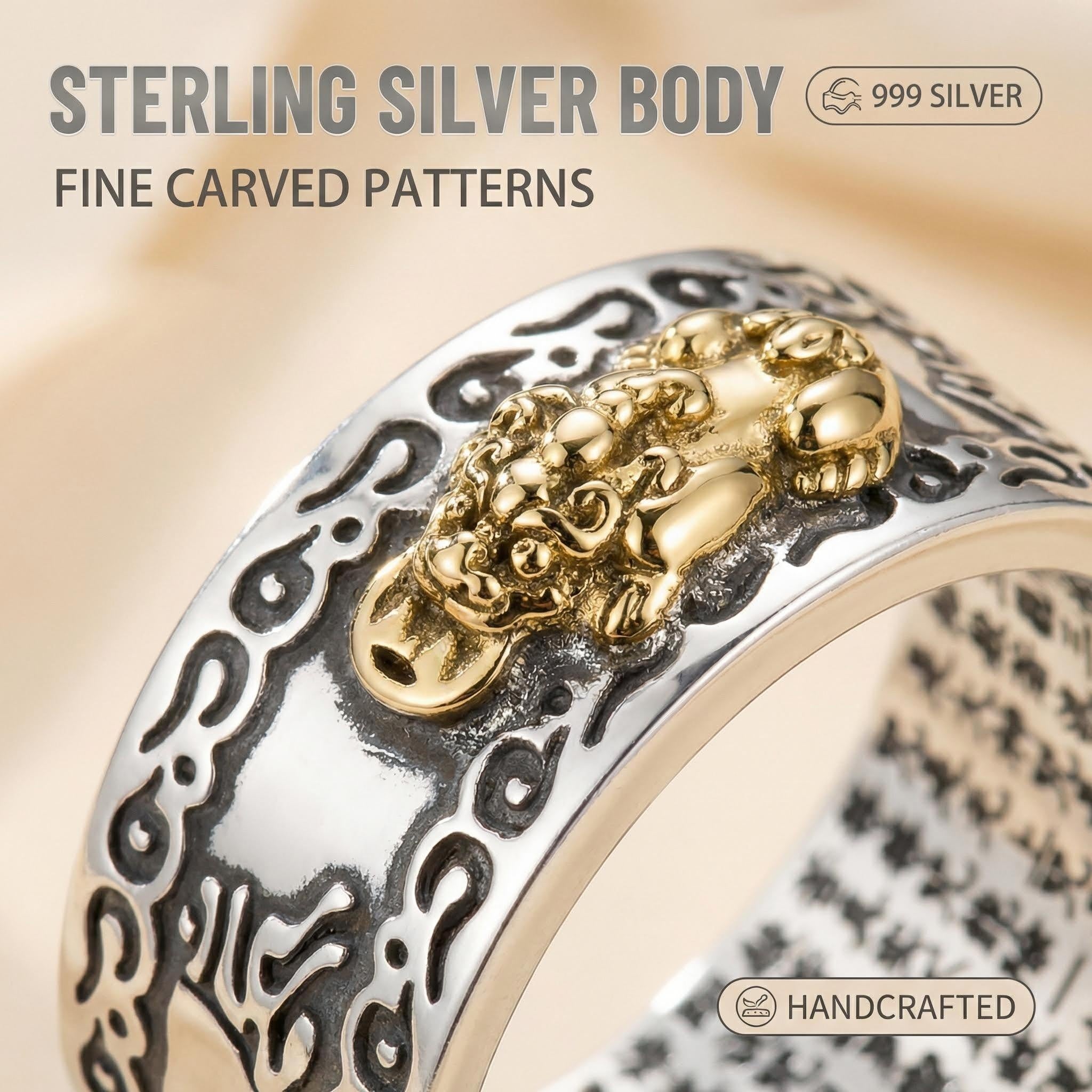 Bague Mantra Pixiu Feng Shui - Richesse et Protection