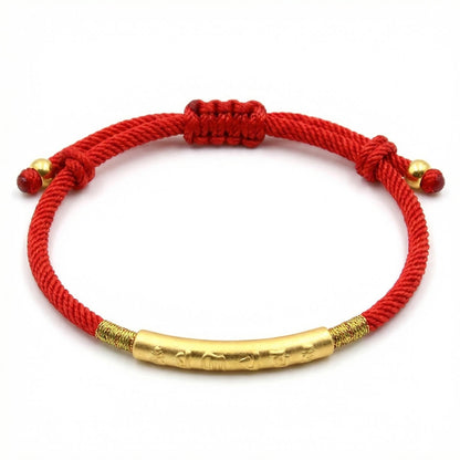Tibetan Red String Bracelet - Buddhist Lucky Charm